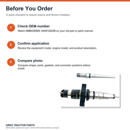 5.9 Cummins Fuel Injector 0986435505 Dodge Ram 2500 3500 Bosch