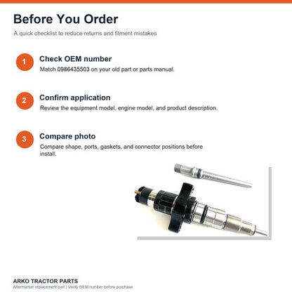 5.9L Cummins Common Rail Fuel Injector Dodge Ram 2500 3500 0986435503