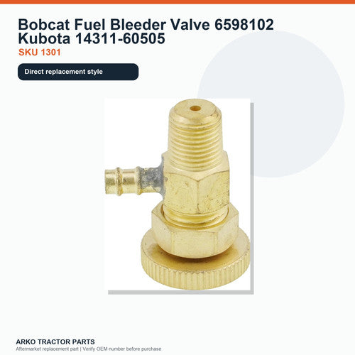 Fuel Bleeder Valve 6598102 for Bobcat, 14311-60505 for Kubota