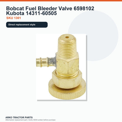 Fuel Bleeder Valve 6598102 for Bobcat, 14311-60505 for Kubota