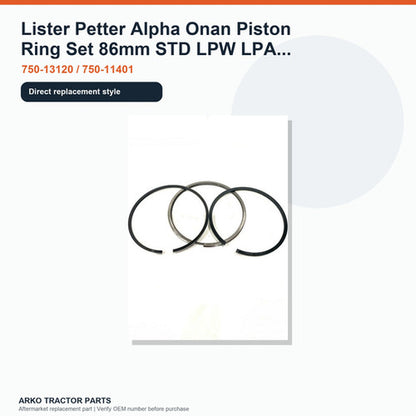 Piston Ring Set 86mm STD 750-13120 750-11401 for Lister Petter LPW