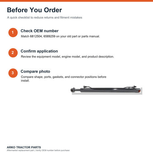 Bobcat Hydraulic Lift Cylinder Fits 753 763 Replaces 6812504 6589259
