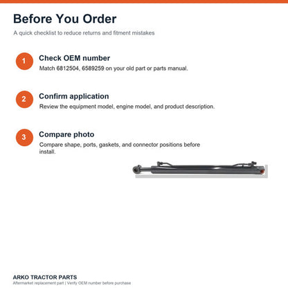 Bobcat Hydraulic Lift Cylinder Fits 753 763 Replaces 6812504 6589259