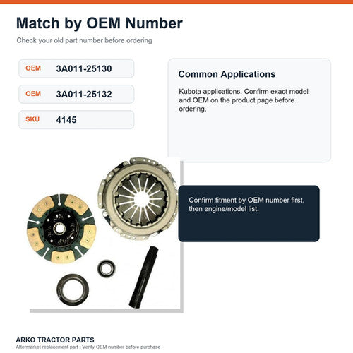 Kubota Clutch Kit Single M5700 M5400 M5040 M6800 M4900 M6040 M4700 3G700-25130