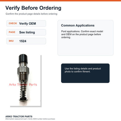 Ford 8N Hydraulic Pressure Relief Valve
