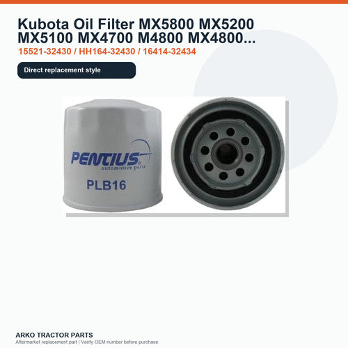 Kubota Oil Filter MX5800 MX5200 MX5100 MX4700 M4800 MX4800 MX5000
