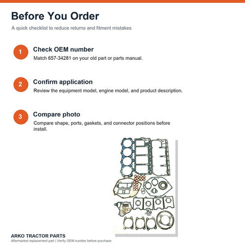 Lister Petter Full Engine Gasket Kit Set LPW4 657-34281