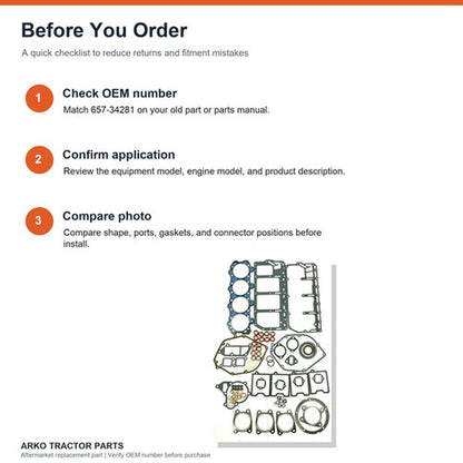 Lister Petter Full Engine Gasket Kit Set LPW4 657-34281