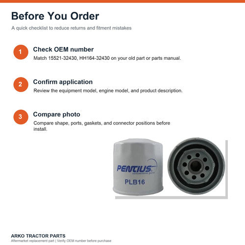 Kubota Oil Filter MX5800 MX5200 MX5100 MX4700 M4800 MX4800 MX5000