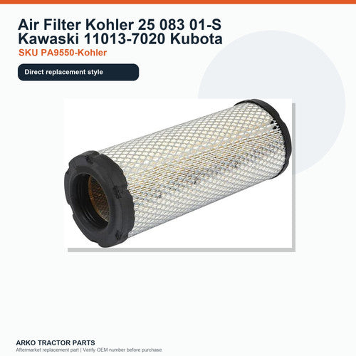 Air Filter for Kohler 25 083 01-S, Kawasaki 11013-7020 and Kubota