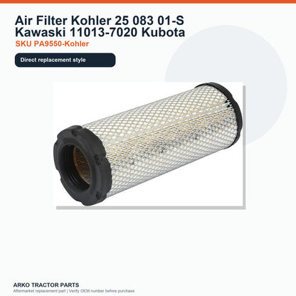 Air Filter for Kohler 25 083 01-S, Kawasaki 11013-7020 and Kubota