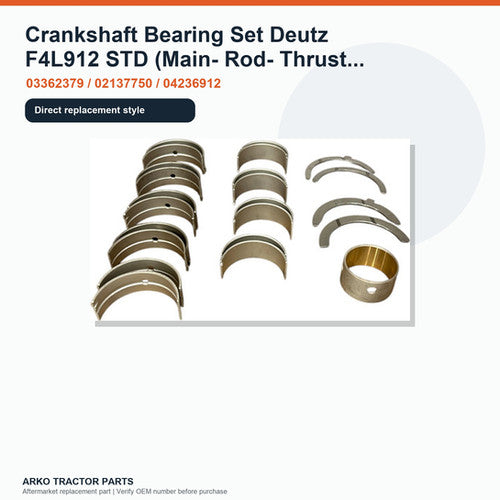 Crankshaft Bearing Set Deutz F4L912 STD (Main- Rod- Thrust washer- Bushing)