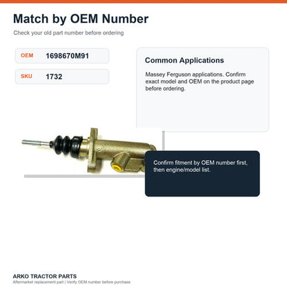 Massey Ferguson Master Brake Cylinder 1698670M91