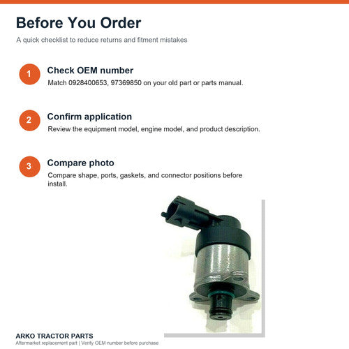 0928400653 Diesel Fuel Pressure Regulator For Chevy GMC Duramax LLY CP3