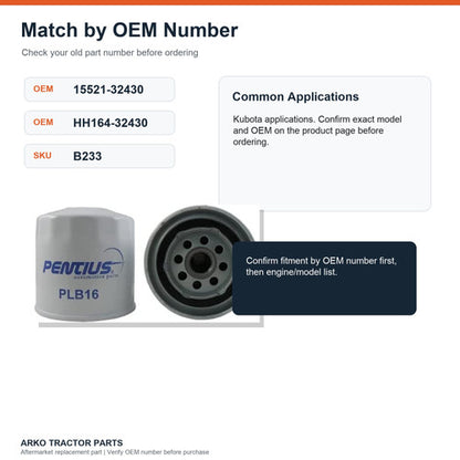 Kubota Oil Filter L4850 L48 L4760 L4600 L4610 L4630 L47 L4701 L4740