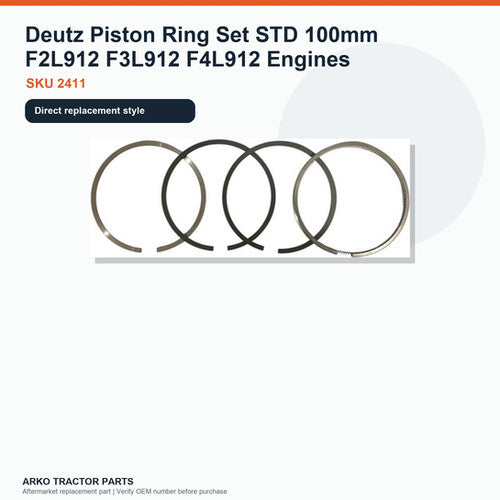 Piston Ring Set 100mm STD 02233074 for Deutz F2L912 F3L912 F4L912