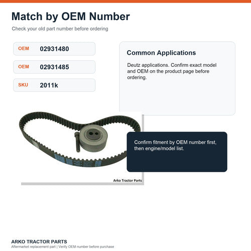 Timing Belt Repair Kit Deutz 2011 02931480