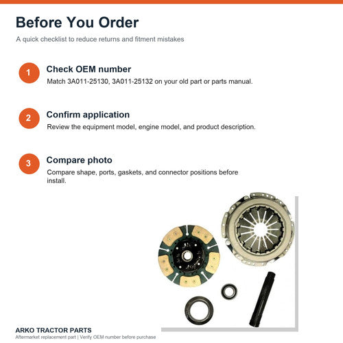 Kubota Clutch Kit Single M5700 M5400 M5040 M6800 M4900 M6040 M4700 3G700-25130