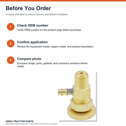 Fuel Bleeder Valve 6598102 for Bobcat, 14311-60505 for Kubota