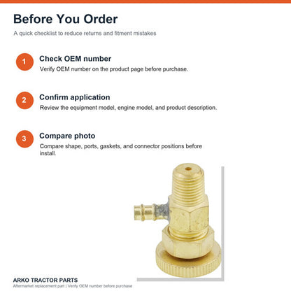 Fuel Bleeder Valve 6598102 for Bobcat, 14311-60505 for Kubota