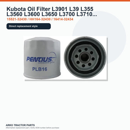 Kubota Oil Filter L3901 L39 L355 L3560 L3600 L3650 L3700 L3710 L3800 L3830