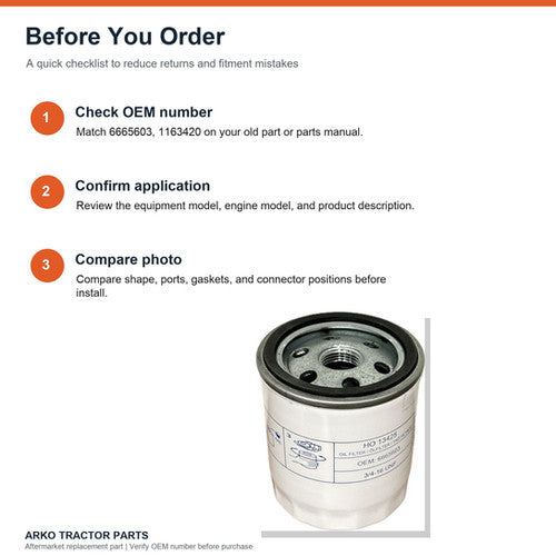Engine Oil Filter 6665603 for Bobcat