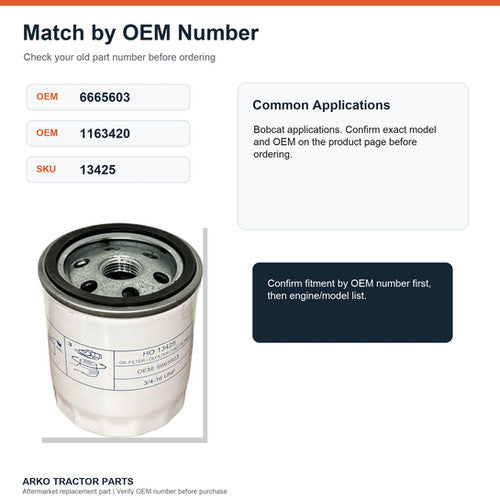 Engine Oil Filter 6665603 for Bobcat