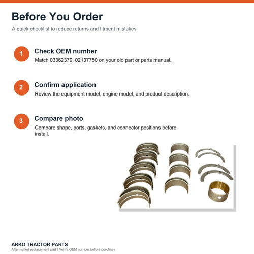 Crankshaft Bearing Set Deutz F4L912 STD (Main- Rod- Thrust washer- Bushing)