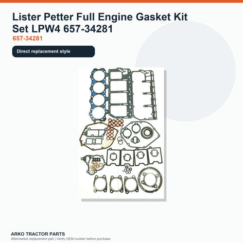 Lister Petter Full Engine Gasket Kit Set LPW4 657-34281