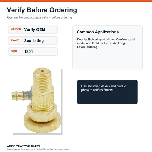 Fuel Bleeder Valve 6598102 for Bobcat, 14311-60505 for Kubota
