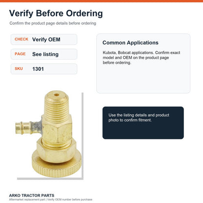 Fuel Bleeder Valve 6598102 for Bobcat, 14311-60505 for Kubota