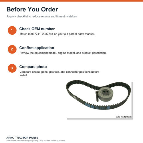 Deutz 1011 Timing Belt Repair Kit Bobcat 02937741